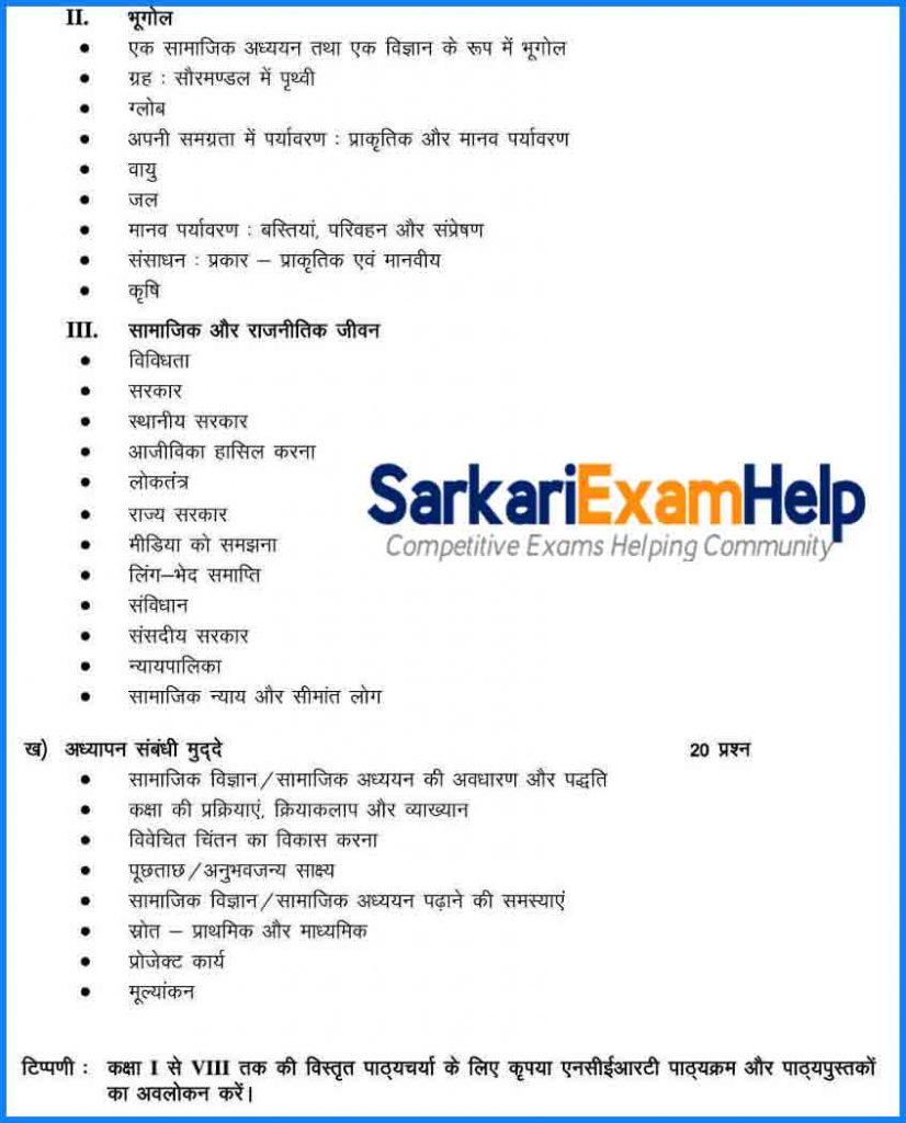CTET Syllabus In Hindi