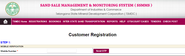 sand.telangana.gov.in customer registration