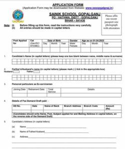 Sainik School Bharti Form 2023