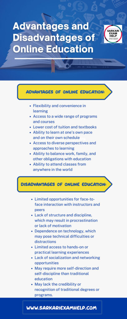 advantages and disadvantages of online education
