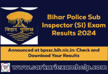 Bihar Police Sub Inspector (SI) Exam Results 2024 Out