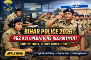 Bihar Police Vacancy 2026 ASI Operations Recruitment Banner with Uniformed Officers and Radio Communication