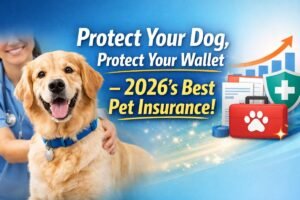 best pet insurance for dogs in the usa 2026 comparison chart with happy dog and veterinarian